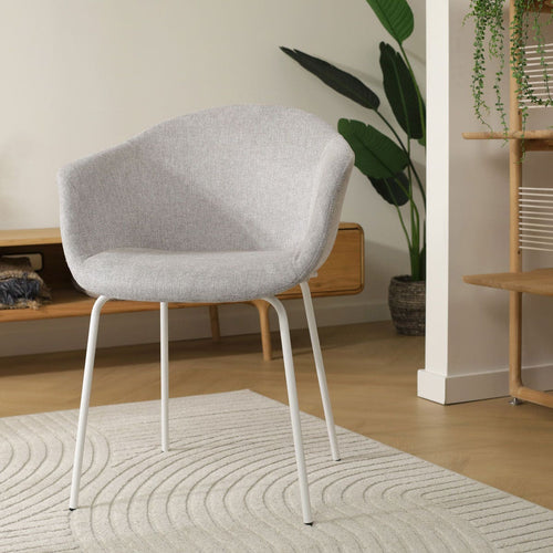 Nolon Nora-Otis Eetkamerstoel Lichtgrijs - met Armleuning - Wit - vtwonen shop