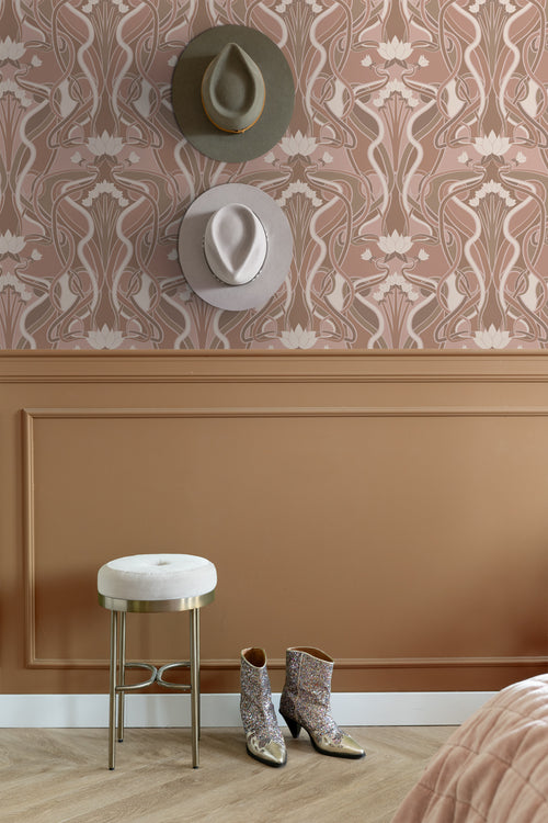 ESTAhome behang vintage bloemen in art nouveau stijl oudroze - 50 x 900 cm - 139895 - vtwonen shop