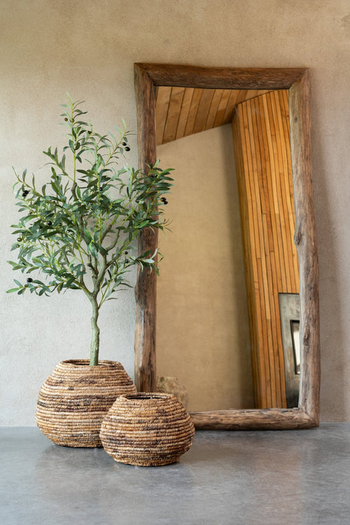 J-Line spiegel Rechthoek - hout - bruin - large - 90 x 176 cm