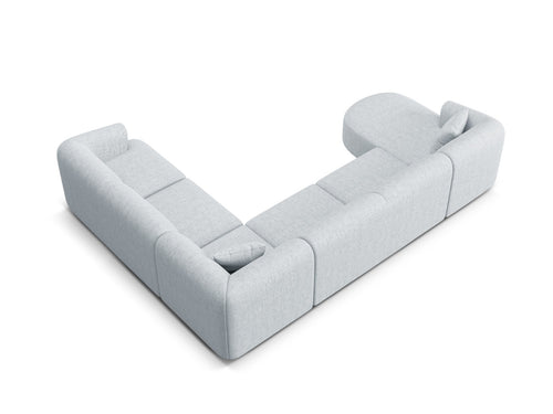 Cosmopolitan Design Modulaire panoramische hoekbank rechts Campi 7-zits, structurele stof lichtgrijs - 255x330x70cm