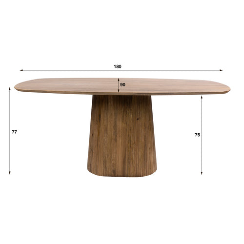 Giga Living Eettafel Wave Centro - Deens Ovaal Zand Hout - 180cm