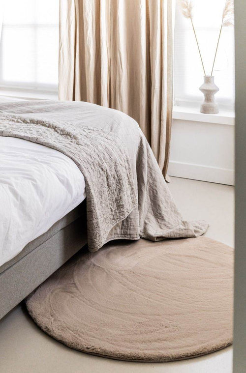 Interieur05 Rond Zacht Hoogpolig Vloerkleed Lux Beige / Taupe - 120 x 120 cm - vtwonen shop
