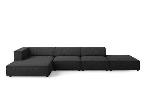 Cosmopolitan Design linker hoekbank Arendal 5-zits, chenille, zwart - 166x341x70cm
