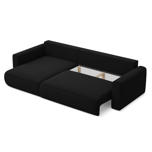 LaMiaSofa hoekbank links Perugia - velours - zwart - 278x149x82