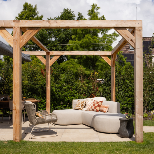 WOOOD loungeset organisch tuin Chios - Aluminium - Naturel - 71x258x168