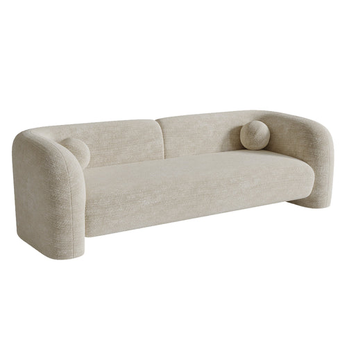 Sia Home - Rechte bank NOLA - Fluweel met patroon - Crème - 226cm - vtwonen shop