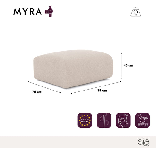 Sia Home - Poefs MYRA - Fluweel met structuur - Beige - 75cm - vtwonen shop