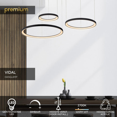 Lucide hanglamp VIDAL - Geïntegreerde LED - Zwart