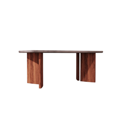 Tikamoon Massief acaciahouten en donkergrijze Cement tuintafel 6/8 pers. - Donkergrijs