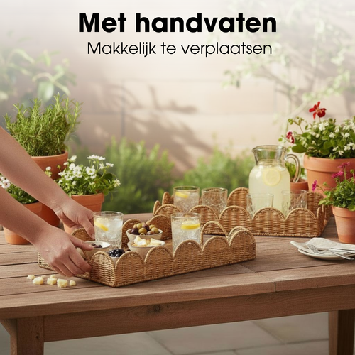 Mica Decorations Eleta Dienblad - Dienbladen Set van 2 - Decoratie Woonkamer, Kaarsenplateau of Onderzetter - Ideaal als Plantenonderzetter - L50 x