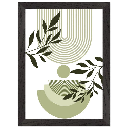 Artfulprints Poster met Lijst Boho – Green curve   - A4 21x29.7 cm - Groen
