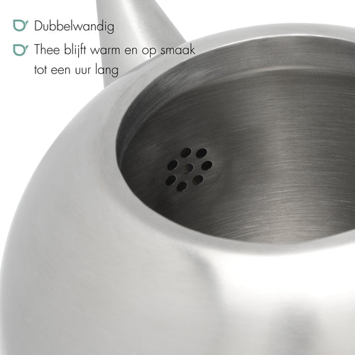Bredemeijer - Dubbelwandige theepot Minuet Santhee - 0,5 liter - RVS - Mat - vtwonen shop