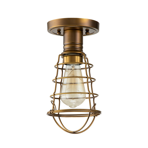 Elstead Quoizel Mixon Semi Flush Plafondlamp Verweerd Messing