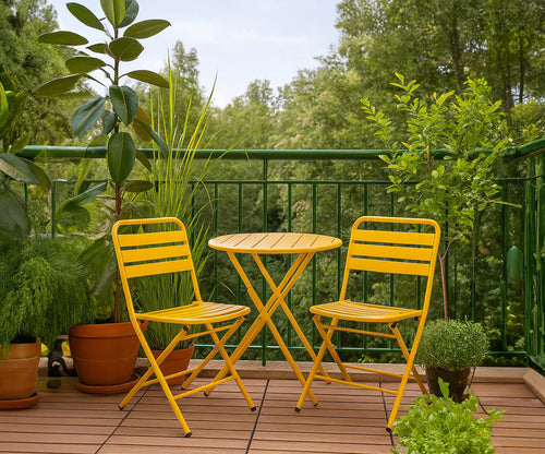MaximaVida inklapbare metalen ronde tuintafel Max 70 cm okergeel