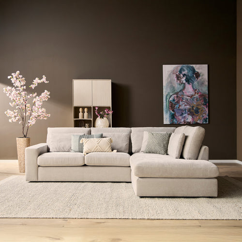 MySofa Hoekbank Jesse - Beige Stof Rechts - 271x222x92cm