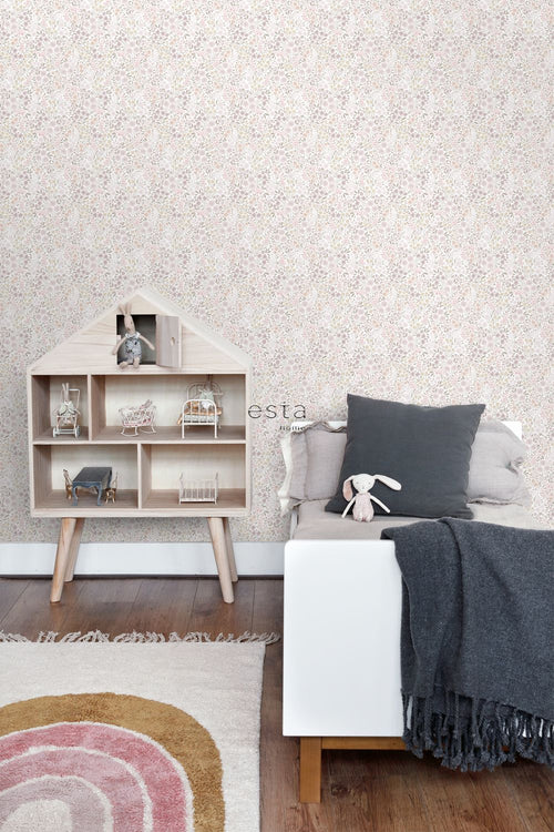 ESTAhome behang bloemetjes lila roze - 53 cm x 10.05 m - 139531