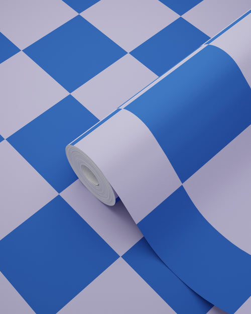 ESTAhome behang geblokt motief lila paars en koningsblauw - 53 cm x 10.05 m - 130917 - vtwonen shop