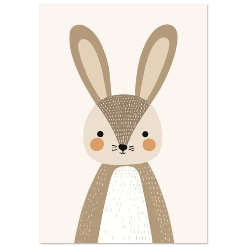 Artfulprints Poster Konijn portret   - A4 21x29.7 cm - Bruin