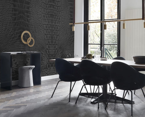 Origin Wallcoverings fotobehang krokodillenhuid zwart - 300 x 279 cm - 357247 - vtwonen shop