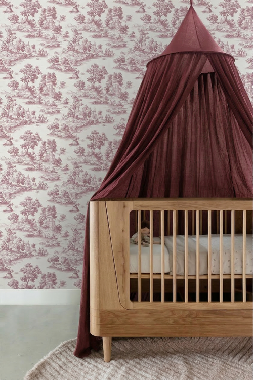 Sanders & Sanders behang toile de jouy print bordeaux rood - 53 cm x 10 m - 641037
