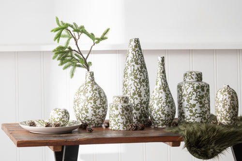 J-Line decoratie Bord Yezi - porselein - groen/wit - vtwonen shop