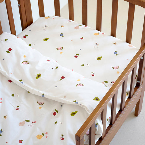 Petite Amélie Hoeslaken FRUIT - 70x140 cm - biologisch katoen - crème