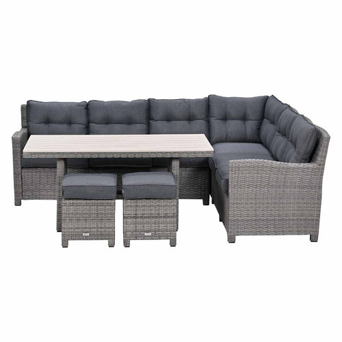 Garden Impressionslounge dining set Jaru 6-delig rechts - light teak vironwood