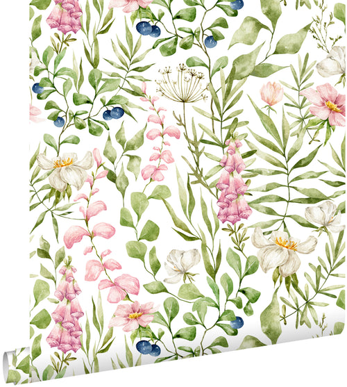 ESTAhome behang veldbloemen multicolor op wit - 50 x 900 cm - 131055 - vtwonen shop