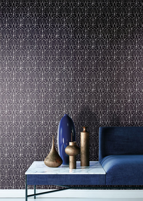 Masureel behang art deco motief zwart - 53 cm x 10.05 m - 632314 - vtwonen shop