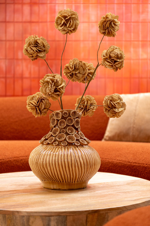 J-Line Vaas Gourd Koraal - keramiek - oker - Ø 32 cm - vtwonen shop