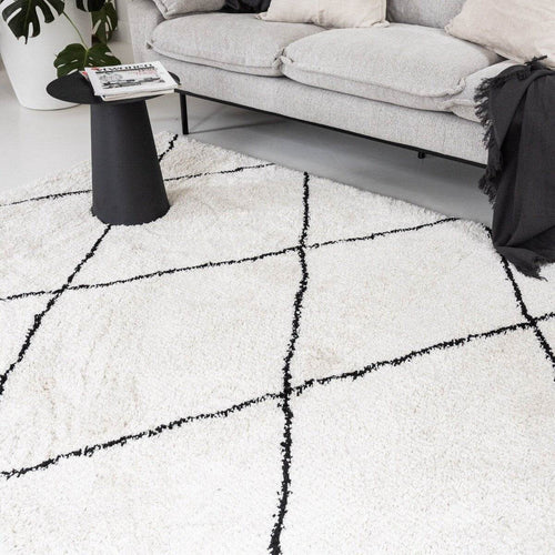 Interieur05 berber vloerkleed hoogpolig wit/zwart - scandinavisch - nea - 160 x 230 cm - vtwonen shop