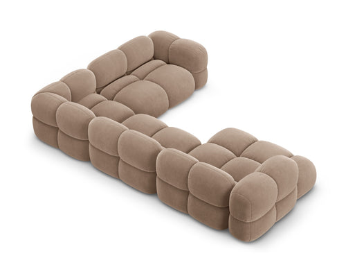 Cosmopolitan Design Panoramische hoekbank rechts Loretto 5-zits, flueel donkerbeige - 250x345x68cm