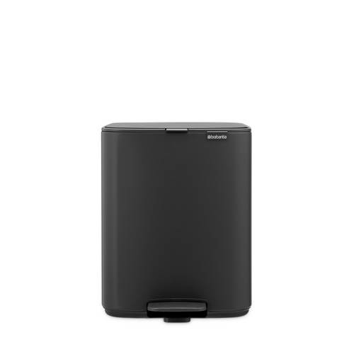 Brabantia Bo Pedaalemmer, 12 liter, stil sluitend, kunststof binnenemmer - Mineral Infinite Grey