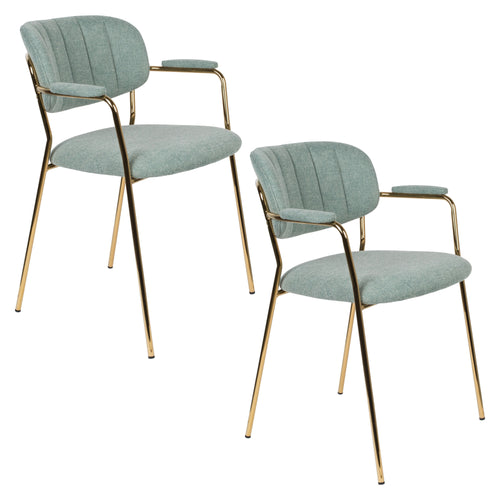 Housecraft Living Jolien Eetkamerstoelen armleuning Goud/Lichtgroen - Set van 2 - vtwonen shop