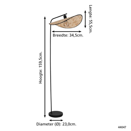 EGLO Vloerlamp Marywell - e27 - hout - zwart/bruin
