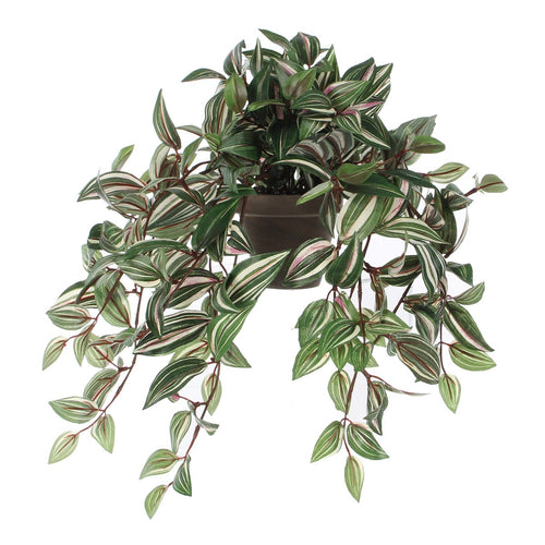 Mica Decorations Tradescantia Kunst Hangplant in Bloempot Stan - H45 x Ø25 cm - Groen