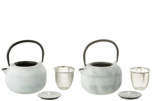 J-Line theepot - metaal - wit - 2 stuks