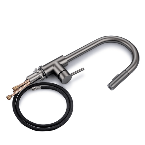 LOMAZOO keukenkraan Mason - met uittrekbare uitloop & handdouche - mengkraan - gun metal