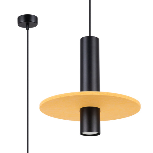 Sollux Lighting Hanglamp PELTA 1 zwart/geel - 30x30x126cm