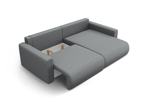 Cosmopolitan Design Omkeerbare converteerbare hoekbank met opbergdoos Belfast 3-zits, structurele stof grijs - 149x240x84cm