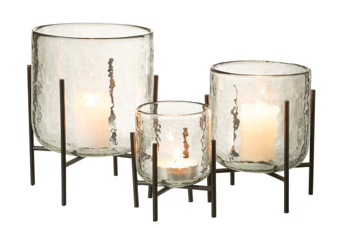 J-Line windlicht Staand - kaarshouder - glas/ijzer - transparant - large - vtwonen shop