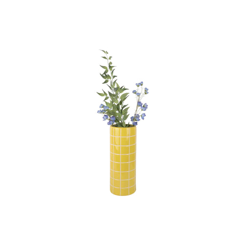 Present Time vaas Retro Tiles - geel - Ø15cm