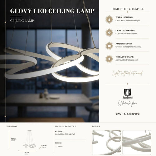 Mauro Ferretti led-hanglamp - Ø 55x120 cm - wit