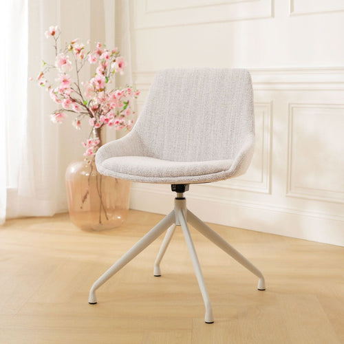 Nolon Nola-Isa Eetkamerstoel Beige Gemêleerd - Draaibaar Wit Onderstel - vtwonen shop