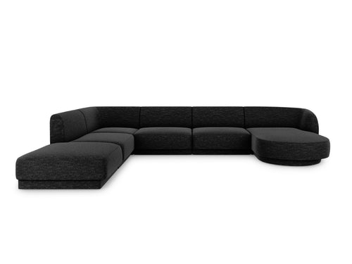 Micadoni Panoramische hoekbank links Miley 6-zits, structurele stof antraciet - 255x330x70cm