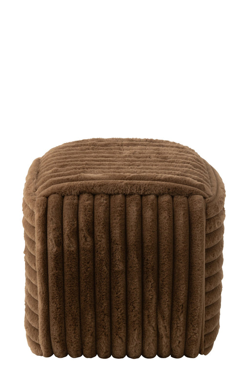 J-Line Geribbelde poef - MDF - bruin
