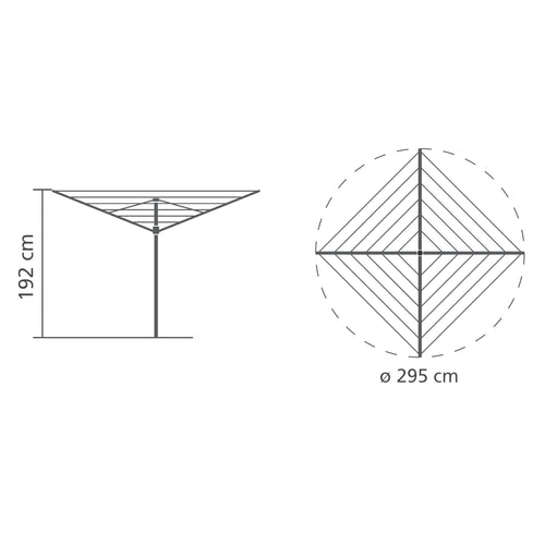 Brabantia Droogmolen Topspinner - 50 meter  - met grondanker en beschermhoes - vtwonen shop