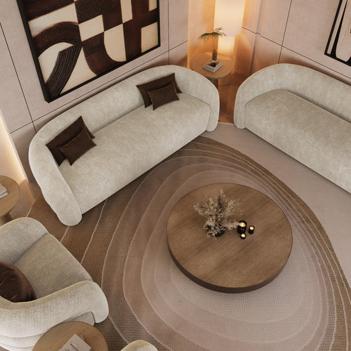 Sia Home - Rechte slaapbanken VICTORIA - Fluweel met structuur - Beige - 220cm