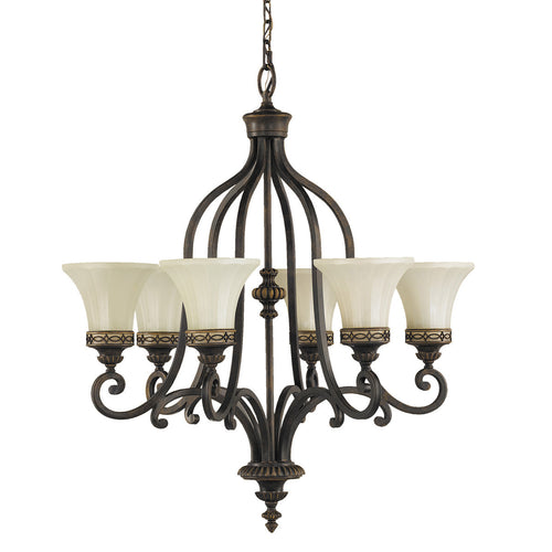 Elstead Drawing Room - 6 Lichts Multi Arm Kroonluchter Walnoot Finish, E27