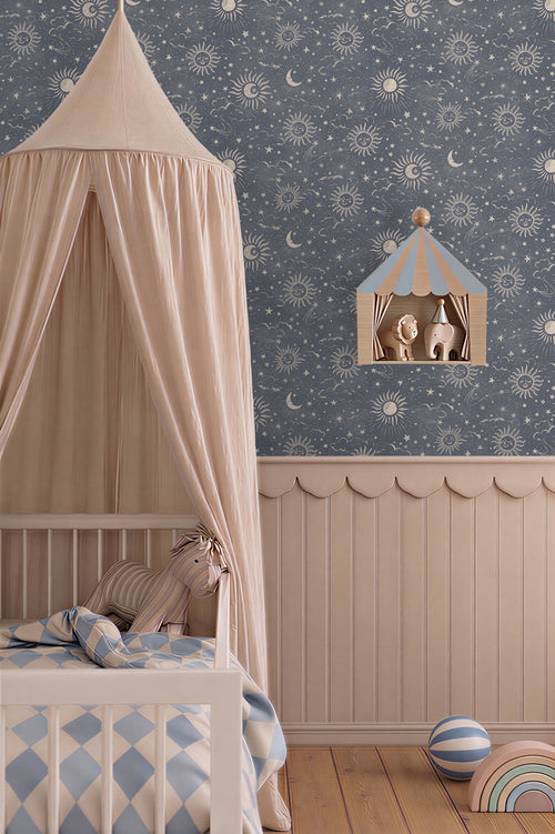 ESTAhome behang sterrenhemel blauw - 50 x 900 cm - 132078